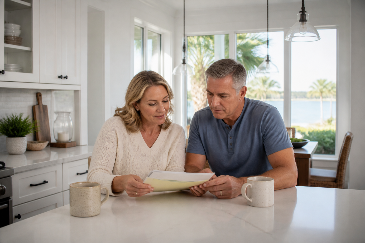 Couple reviewing a plan